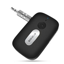SIMOLIO Bluetooth 5.0 Receiver for Car, Wireless Bluetooth AUX Adapter, 3.5mm Bluetooth Adapter for Home Stereo/Speaker/Wired Headphones/Hands Free Calls, 35H Battery Life, Volume Control