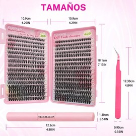 Kit 642 Piezas Extensión de Pestañas, Mezcla 30D 40D, Pestañas de Sujeción Fuerte con Unión y Sellado, Kit Todo en 1 con Pinzas para Pestañas en Racimos, Extensiones de Pestañas Profesionales