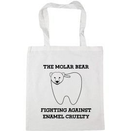 Hippowarehouse The Molar Bear Fighting Against Enamel Cruelty Tote Shopping Gym Beach Bag 42cm x38cm, 10 litres
