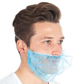 FRANZ MENSCH Hygostar Beard Protection, Large, Polypropylene, Blue, L: 50 cm, W: 30 cm, Universal, Beard Protection, Beard Net, Face Hair Protection, Pack of 1000