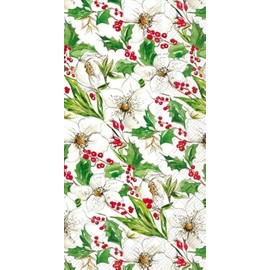 IHR Ideal Home Range Dinner Napkins Disposable 3-Ply Paper Hand Towels, 8.5" x 4.5", White Amaryllis, 16-Count