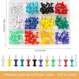Namner Push Pins, 120 pcs Thumb Tacks, Pinboard Pins, Cork Board Pins, Decorative Push Pins, for Cork Notice Board Wall 10 Colours