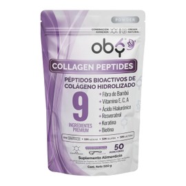 OBY Colágeno Hidrolizado, Resveratrol Ácido Hialurónico Polvo 50 porciones