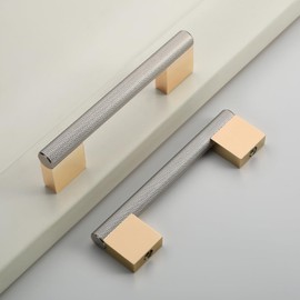 Coinkoly 6 Pack 3.75"(96mm) Gold and Brushed Nickel Cabinet Pulls Knurled Kitchen Cabinet Handles Drawer Pulls Cupboard Hardware for Cabinets