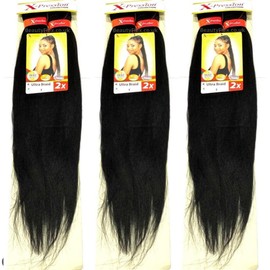 X PRESSSION 2X 46'' PRE STRETCHED ULTRA BRAID COLOUR 1 JET BLACK PACK OF 3