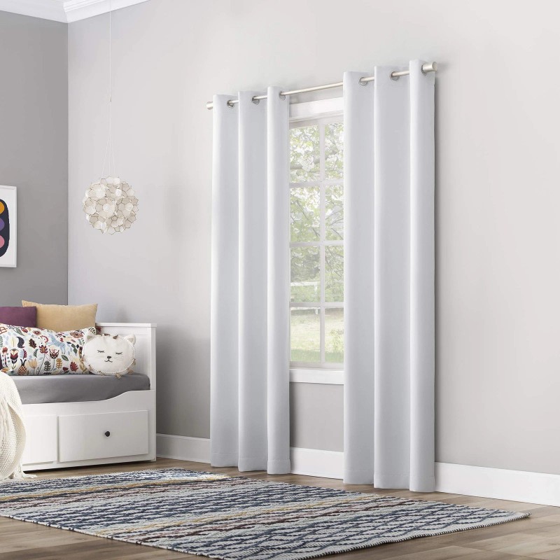 Sun Zero Riley White Blackout Curtain Panel 40 x 84