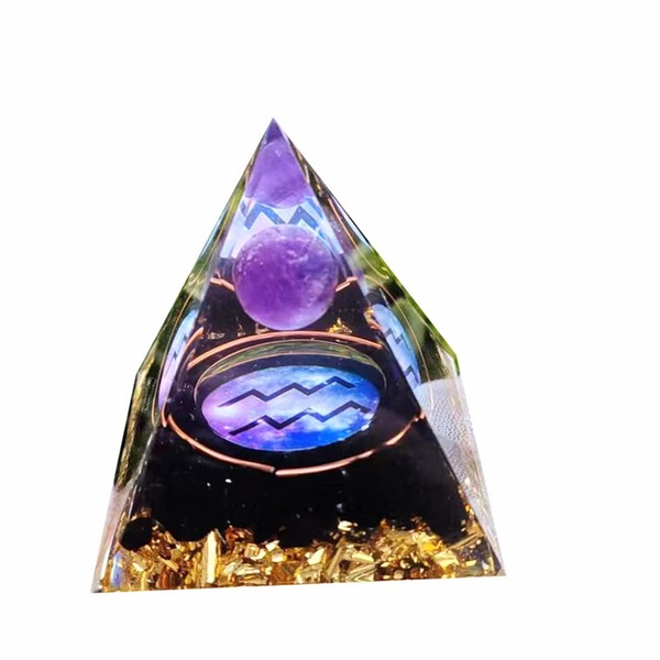 12 Zodiac Leo Orgone Crystal Pyramid, Amethyst Crystal Ball for