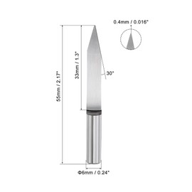 uxcell Wood Engraving Bit Solid Carbide 6mm Shank, 30 Degree 0.4mm x 55mm CNC Router Tool for Acrylic PVC MDF PCB Wood Carving