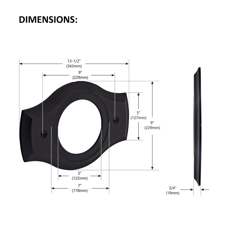 Renovation Shower Cover Plate for 2-Handle or 3-Handle to 1-Handle
