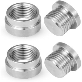 O2 Oxygen Sensor Bung and Plug 304 Stainless Steel M18-1.5,Oxygen Sensor Bung Stepped Style with Plug, Suppied by Hohnnyreet (2, Silver, M18 X 1.5)