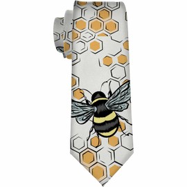 Yekiua Bee Ties Wings Beetle Honeycomb Honey Men's Business Necktie For Husband Father Valentine's Day Father's Day Gift Yellow Black