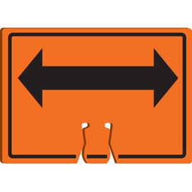 AccuformNMC "(Double Arrow)" Traffic Cone Top, Combine With Orange Cones to Create a Warning Sign, 10" x 14" Plastic Cone Sign, Made in the USA, FBC751