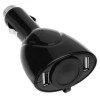 Importer520 Black 2-Port USB Car Charger Vehicle Power Adapter with Extra Socket