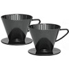 Fino Pour-Over Coffee Brewing Filter Cone, Number 2-Size, Black, Brews