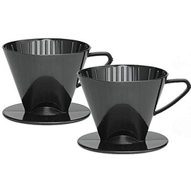 Fino Pour-Over Coffee Brewing Filter Cone, Number 2-Size, Black, Brews 2 to 6-Cups, Set of 2