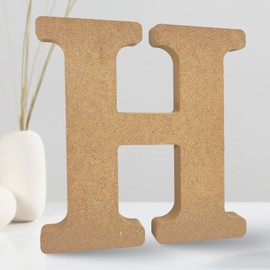 AOCEAN 8 Inch Designable Wood Letters, Unfinished Wood Letters for Wall Decor Decorative Standing Letters Slices Sign Board Decoration for Craft Home Party Projects (H)