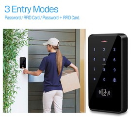 LUCINE Ultimate Full Waterproof RFID Keypad, 3000 Users Capacity, 125KHz Stand-alone Access Control Touch Screen Panel, PIN Code, Wiegand 26, with 10pcs RFID Key fob Cards, Can be Installed Outdoor