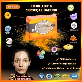 Organicsun Kojik Asit & Zerdeçal Sabunu 140 Gr Leke ve Sivilce Karşıtı Kojic Acid - Kolajen - AHA BHA - C Vitamini - Hyaluronic Acid - Shea Butter Yağı İçerikli Aydınlatıcı Sabun