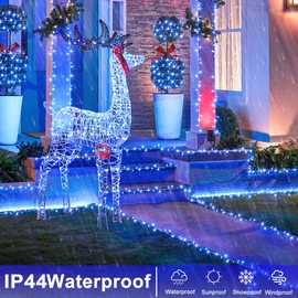 Einiiya 250 LED Blue String Lights Indoor, 82ft 8 Modes Clear Wire Blue Christmas Lights Outdoor Indoor, Plug in Waterproof Fairy String Lights for Christmas Bedroom Tree Decorations