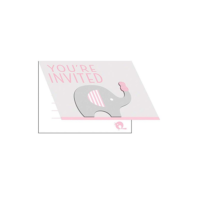 Creative Converting Little Peanut Pink Elephant Foldover Invitation, 4” x