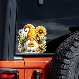 2pcs Sunflower Gnome Vinyl Sticker, 5.12''x5.12'', Vibrant Cartoon Decal for Cars, Trucks, Motorcycles, Laptops,Waterproof PVC Material | CZ103