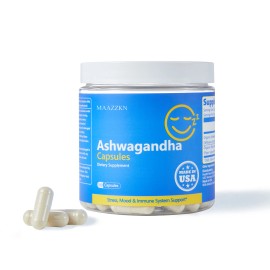 MAAZZKN Organic Ashwagandha Capsules – Stress Relief, Mood & Memory Support