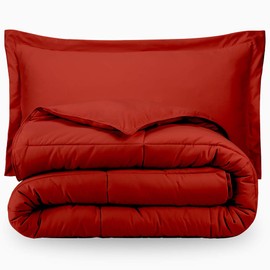 Ivy Union Twin Solid Comforter & Sham Set - Red