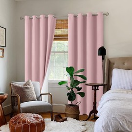 BGment Blackout Curtains for Living Room 84 Inch Length 2 Panels Set, Pink Thermal Insulated Bedroom Curtains Soundproof Kid Nursery Window Curtain Drapes, Each Grommet Curtains 52 Inch Wide