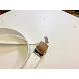 b9740 Current US Navy White Trouser Belt w/ Plain Silver Buckle & Tip W5A