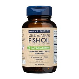 Wiley's Finest | EASY SWALLOW MINIS EPA & DHA Omega-3 60 Softgels | FÁCIL DE TRAGAR MINIS EPA Y DHA Omega-3 60 Cápsulas Blandas