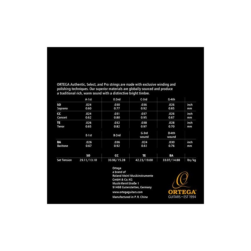 Ortega Guitars Custom Made Strings - Pro - Tenor Ukulele