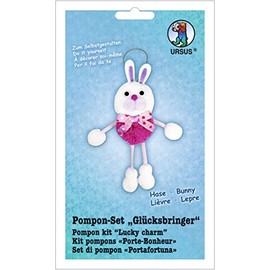 Ursus 39530001 - Bastelset Glücksbringer Hase aus Pompons, ca. 19 cm
