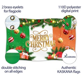 Christmas Flag 5ft x 3ft with eyelets - Christmas Banner - Ireland Flag - Irish Flag - Vivid Digital Print - 110Den Thick polyester - Double Seam