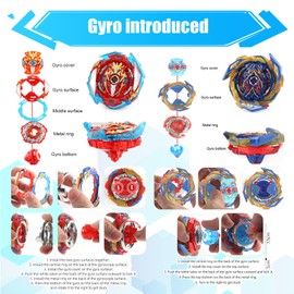 Wotean Bey Burst Turbo Blade Set, Bay 4D Arena Metal Fusion Battle Gyro, with Battling Top Launcher, Gift Sets for Kids,B163+B173-1