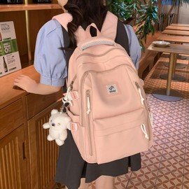 ZESU Korean Backpack, Commuting to School, Large Capacity, High School, Women's, Girls, Students, Work, Girls, Rucksack, Elementary School, Casual Bag, Backpack, Girls, Travel, School, Outdoors, Pink
