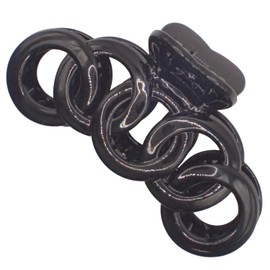 Topkids Accessories 9cm Black or Brown Hair Claw Clamp Detailed Hair Claw Clamp for Women and Girls Thick Hair Claw Hair Clips for Women (Black Connected Circles)