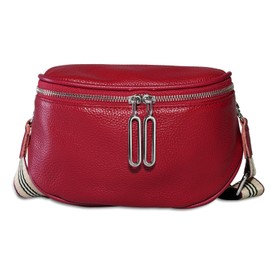 Genuine Leather Women's Crossbody Shoulder Sling Bags/Satchel Bag/Cowhide Saddle Bag/Chest Bag/Shoulder Messenger Bag (Red)