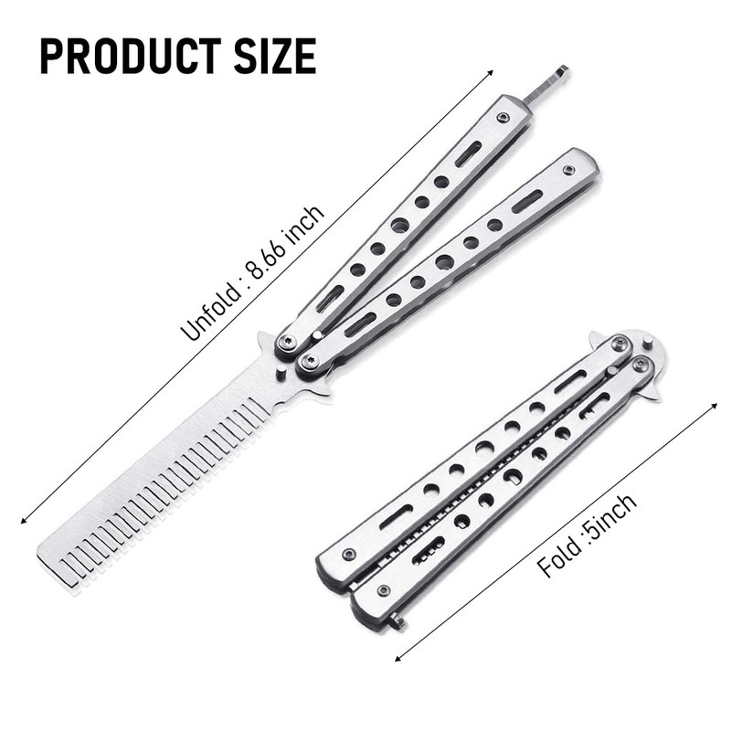 ZIBUYU® Butterfly Comb Professional Training Comb Stainless Steel Folding Practice