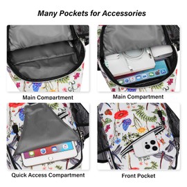 MOSISO Crossbody Sling Backpack, Portable Travel Hiking Daypack Chest Sling Bag Casual Daypack One Strap Chest Backpack for Women Men Outdoor Hiking Travel, Insects & Flowers