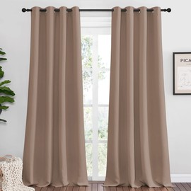 NICETOWN NICETOWN Bedroom Blackout Curtains and Drapes - Window Treatment Thermal Insulated Solid Grommet Blackout Draperies for Bedroom (Set of 2 Panels, 55 by 96 Inch, Cappuccino)