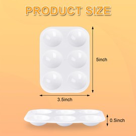 Voittozege 100 Pcs White Plastic Paint Palette 6 Well Watercolor Palette Paint Palettes Craft Paint Trays Finger Painting Tray Rectangular Plastic Paint Tray for DIY Art Painting Watercolor Craft