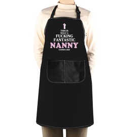 WCGXKO Nanny Gift Nanny Caregiver Gift This Is What A Fantastic Nanny Looks Like Apron Nanny Gift From Granddaughter (Nanny Looks Apron)
