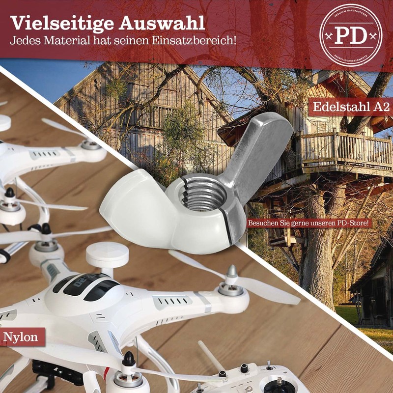 PD® Wing Nuts M8 (DIN 315) | High-Quality A2 V2A