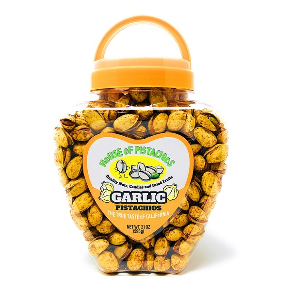 House of Pistachios' Garlic Flavored Pistachios - Real Flavor, Family Recipe, California Grown, 21 Ounces