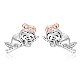 Sterling Silver Sloth Stud Earrings Hypoallergenic Adorable Sloth Earrings Stud Animal Jewelry Gifts for Mother Daughter Animal Lovers