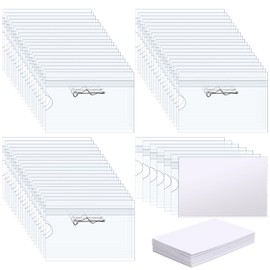 Ira Pollitt 100 Pcs Pin Style Name Badge Holders Clear Plastic Badge Holder with Labels ID Name Tags with Pins Plastic Horizontal Name Badge Sleeve for Meeting Seminar Show Event and Conference
