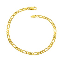 Kauf-mich-weg Women's Figaro Bracelet 925 Sterling Silver Gold-Plated 3.5 mm Wide Choice of Length 17 18 18.5 19 20 20.5 21 22 cm Figaro Chain Gold Bracelet, Silver