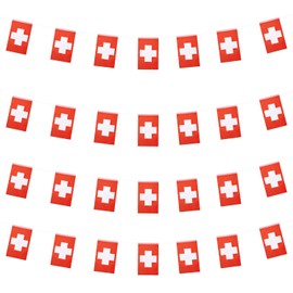 WXTWK Switzerland Flags Swiss Small Mini Pennant String Banner Flag Festival Decorations(50 Feet 38 Flags)