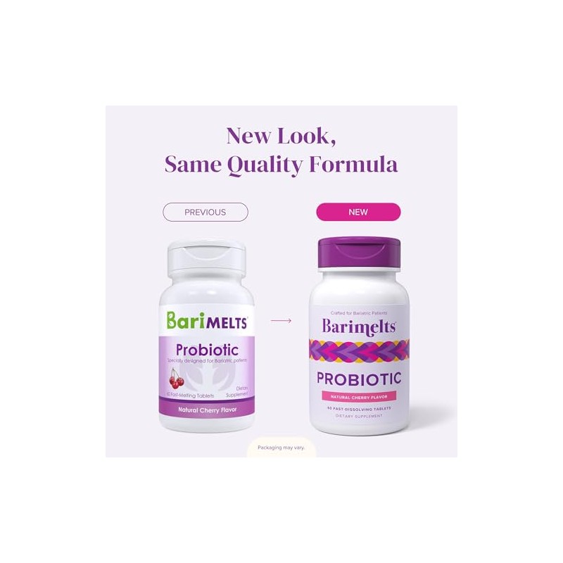 BariMelts Probiótico | Vitaminas Bariátricas Disolubles, Sabor Natural Cereza |