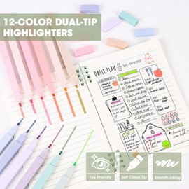 Focxoio 120 Piece Aesthetic School Supplies Set with 12 Pastel Highlighters, 11 Gel Pens, 6 Mechanical Pencil Set, Aesthetic School Stuff for Teenagers Girls Stationery Set